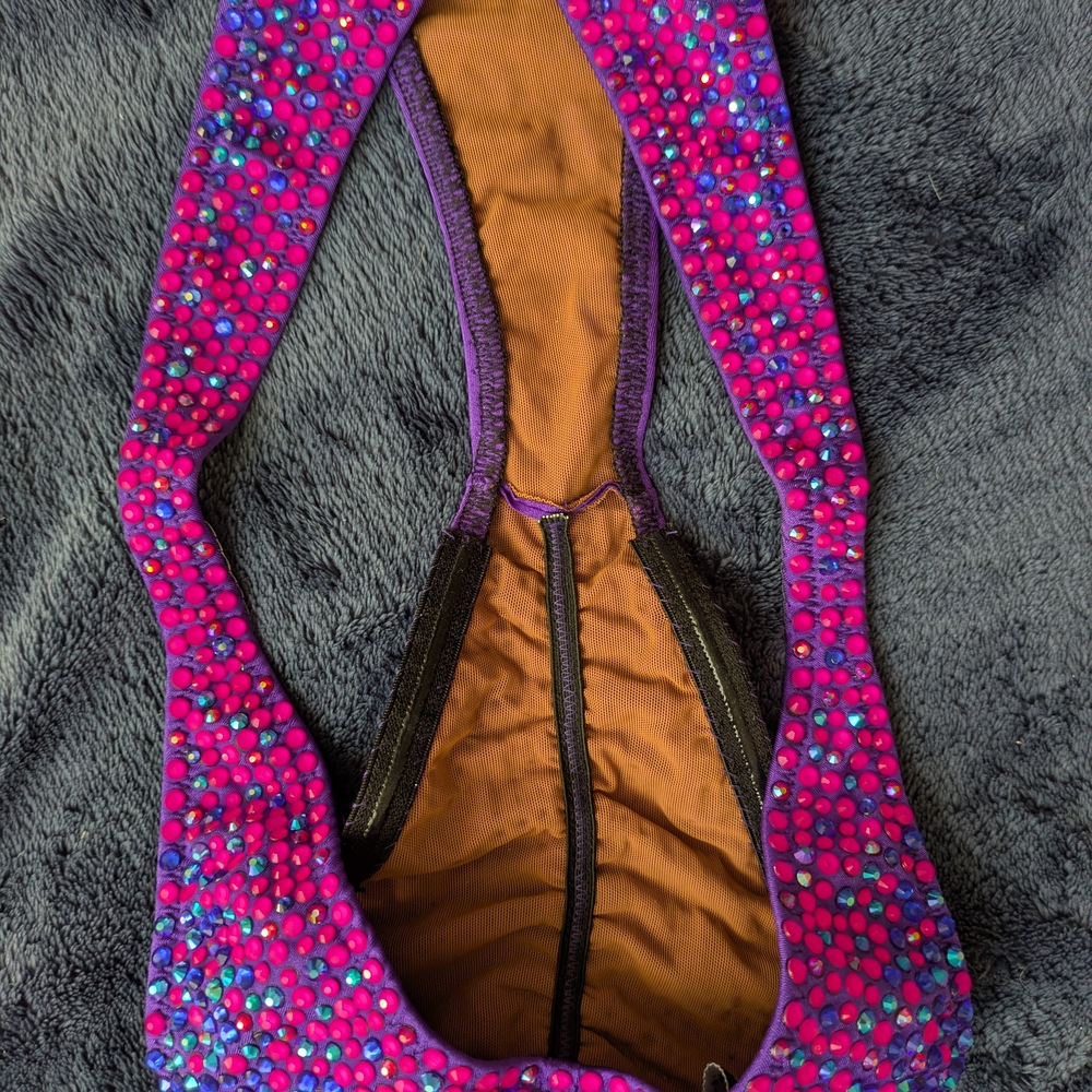 Vibrant Pink, Blue, And Purple Rhinestone competition Bikini Set - Picture 5 of 8